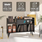 Meuble de rangement pour tourne-disque en MDF noir, 1 personne