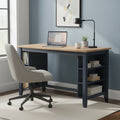 Gasy Counter Height Dining Table, 60 Inch, Dark Blue Brown Mango Wood
