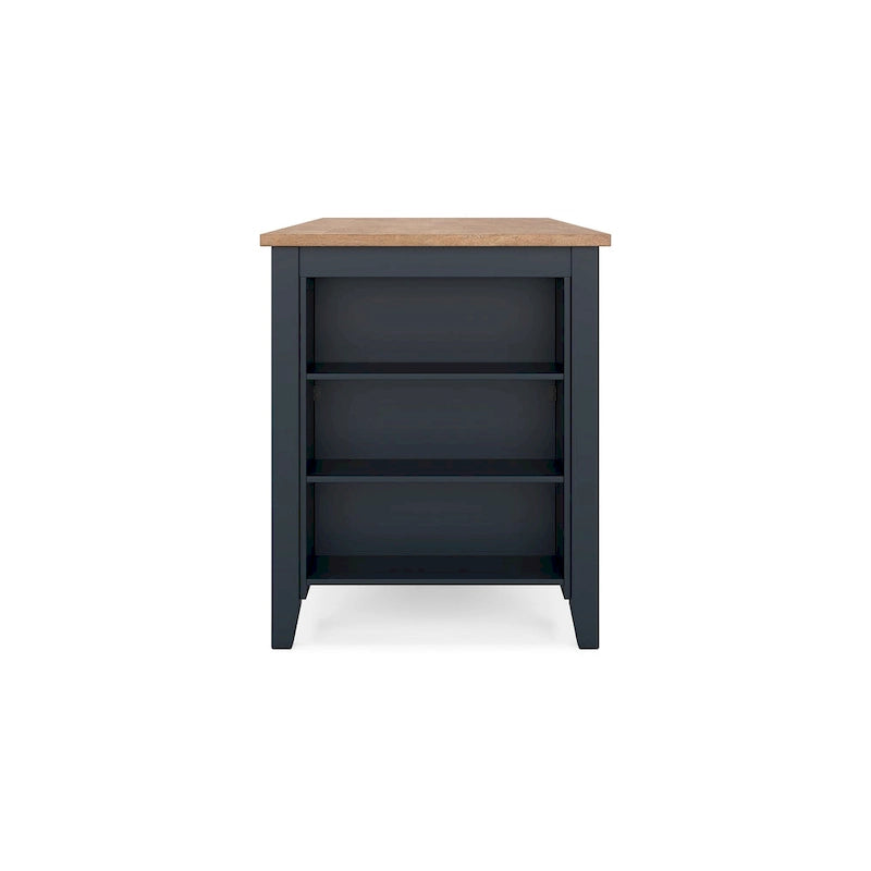 Table à manger hauteur comptoir, 152 cm, bois de manguier marron foncé et bleu