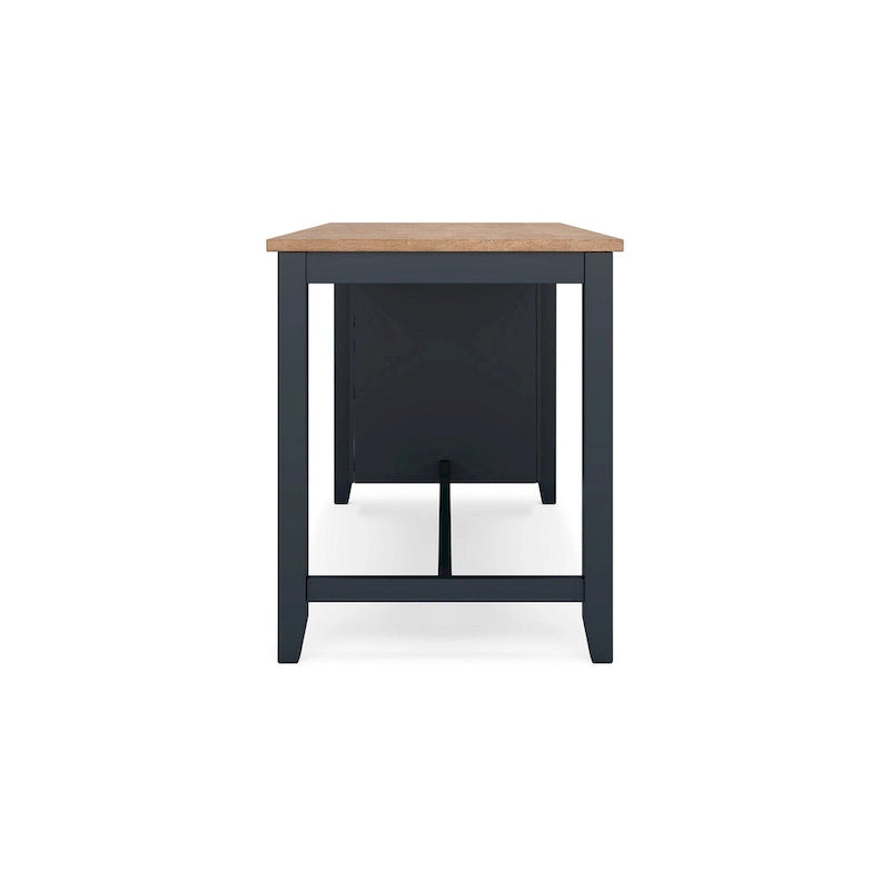 Table à manger hauteur comptoir, 152 cm, bois de manguier marron foncé et bleu