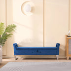67,91Banc de rangement large en velours doux avec accoudoirs pour salon, entrée et chambre à coucher