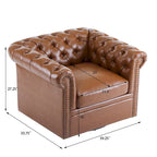 Fauteuil club pivotant capitonné, vert foncé / cognac, une place