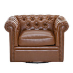 Fauteuil club pivotant capitonné, vert foncé / cognac, une place