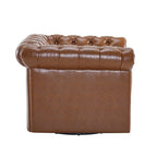 Fauteuil club pivotant capitonné, vert foncé / cognac, une place
