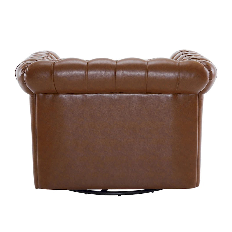 Fauteuil club pivotant capitonné, vert foncé / cognac, une place