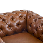 Fauteuil club pivotant capitonné, vert foncé / cognac, une place