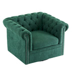 Fauteuil club pivotant capitonné, vert foncé / cognac, une place