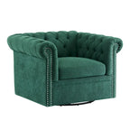 Fauteuil club pivotant capitonné, vert foncé / cognac, une place