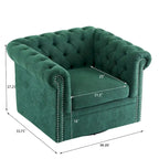 Fauteuil club pivotant capitonné, vert foncé / cognac, une place
