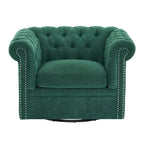 Fauteuil club pivotant capitonné, vert foncé / cognac, une place
