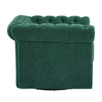 Fauteuil club pivotant capitonné, vert foncé / cognac, une place