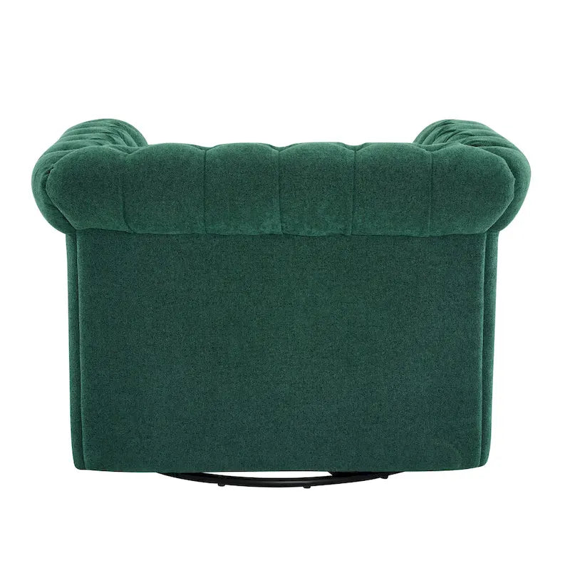 Fauteuil club pivotant capitonné, vert foncé / cognac, une place