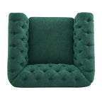 Fauteuil club pivotant capitonné, vert foncé / cognac, une place