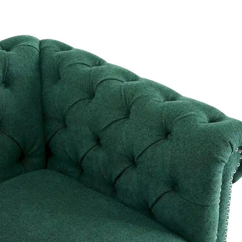 Fauteuil club pivotant capitonné, vert foncé / cognac, une place