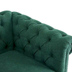 Fauteuil club pivotant capitonné, vert foncé / cognac, une place