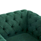Fauteuil club pivotant capitonné, vert foncé / cognac, une place