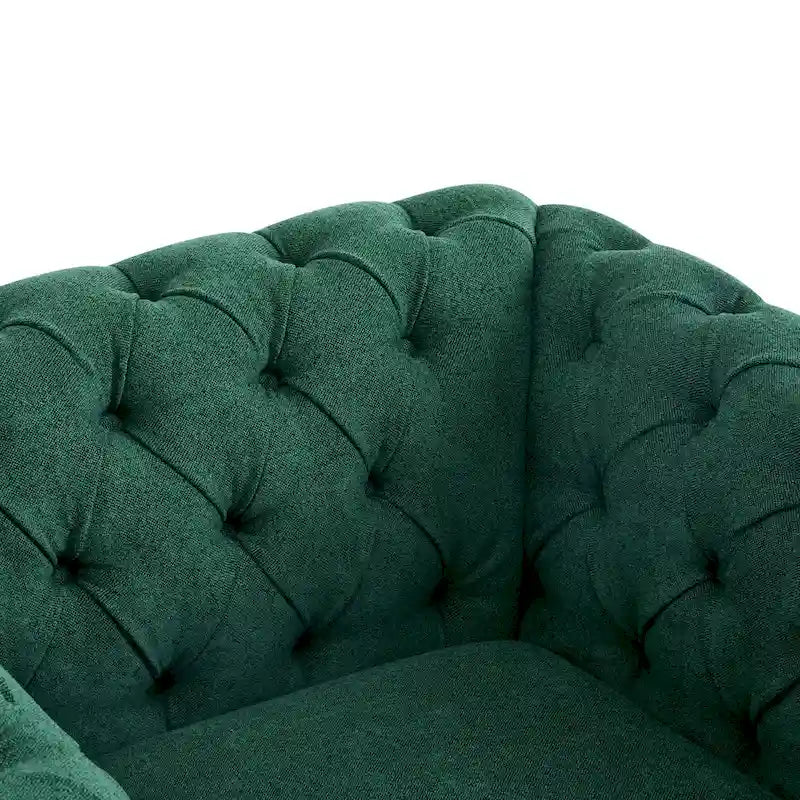 Fauteuil club pivotant capitonné, vert foncé / cognac, une place