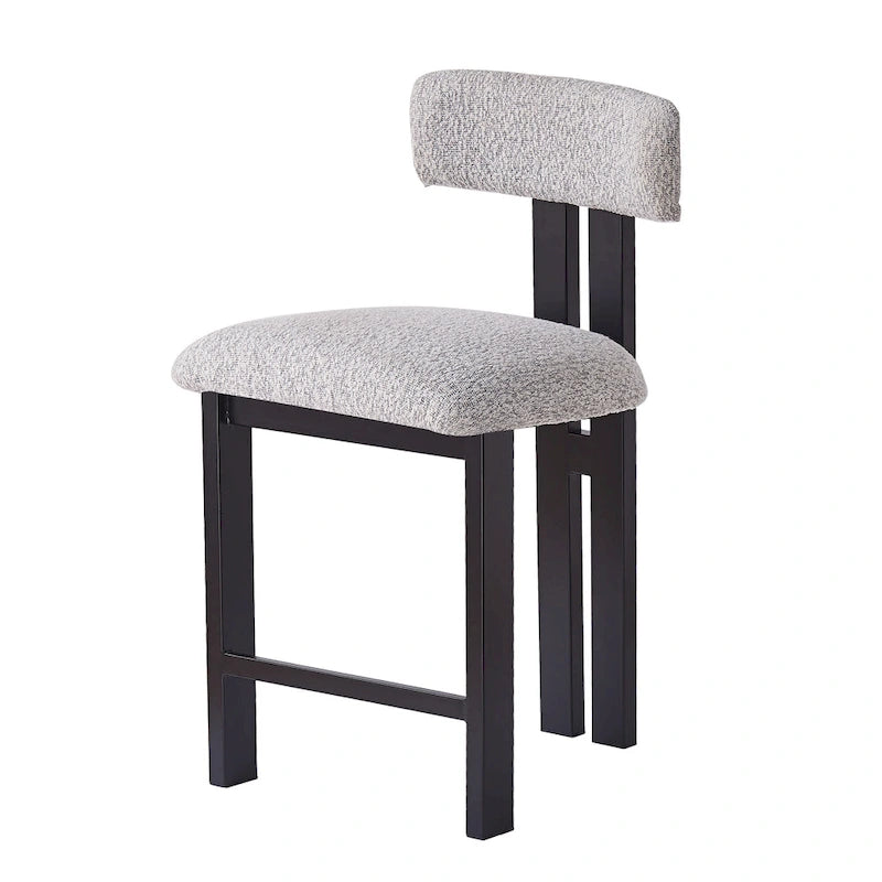26,5 Tabourets de comptoir rembourrés ronds, lot de 2 chaises de bar à dossier bas avec cadre en métal noir