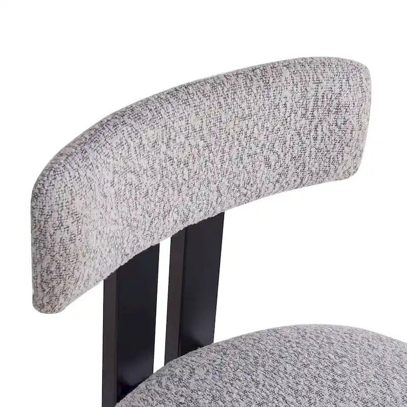 26,5 Tabourets de comptoir rembourrés ronds, lot de 2 chaises de bar à dossier bas avec cadre en métal noir