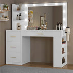 Coiffeuse de chambre à coucher de 39,5 pouces avec miroir, prises de courant et support pour sèche-cheveux