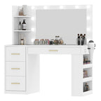 Coiffeuse de chambre à coucher de 39,5 pouces avec miroir, prises de courant et support pour sèche-cheveux