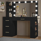 Coiffeuse de chambre à coucher de 39,5 pouces avec miroir, prises de courant et support pour sèche-cheveux
