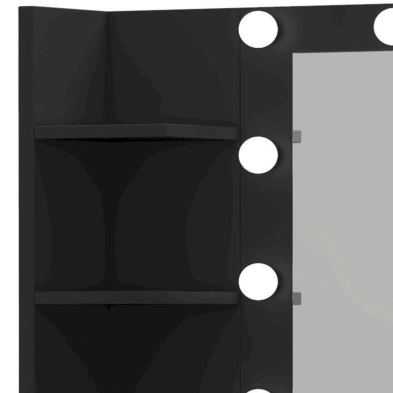 Coiffeuse de chambre à coucher de 39,5 pouces avec miroir, prises de courant et support pour sèche-cheveux