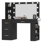 Coiffeuse de chambre à coucher de 39,5 pouces avec miroir, prises de courant et support pour sèche-cheveux