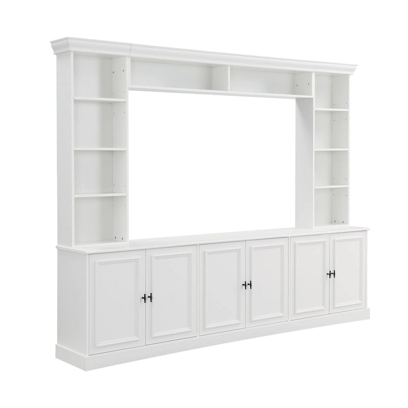 Ensemble de meubles muraux 4 pièces pour centre de divertissement avec pont pour téléviseurs jusqu'à 70", meuble TV avec étagères réglables, grande console média