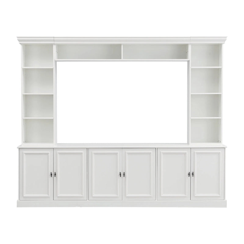 Ensemble de meubles muraux 4 pièces pour centre de divertissement avec pont pour téléviseurs jusqu'à 70", meuble TV avec étagères réglables, grande console média