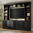 Ensemble de meubles muraux 4 pièces pour centre de divertissement avec pont pour téléviseurs jusqu'à 70", meuble TV avec étagères réglables, grande console média