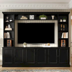 Ensemble de meubles muraux 4 pièces pour centre de divertissement avec pont pour téléviseurs jusqu'à 70", meuble TV avec étagères réglables, grande console média
