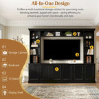Ensemble de meubles muraux 4 pièces pour centre de divertissement avec pont pour téléviseurs jusqu'à 70", meuble TV avec étagères réglables, grande console média