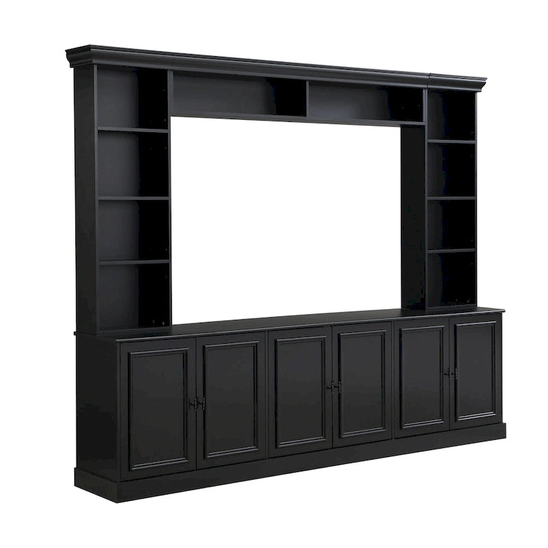 Ensemble de meubles muraux 4 pièces pour centre de divertissement avec pont pour téléviseurs jusqu'à 70", meuble TV avec étagères réglables, grande console média