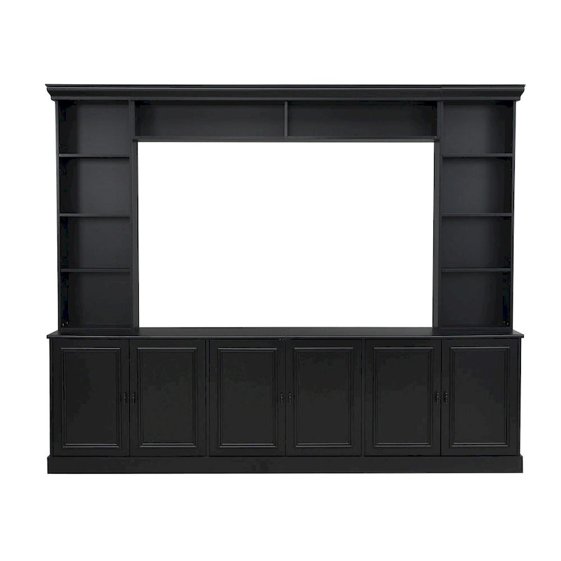 Ensemble de meubles muraux 4 pièces pour centre de divertissement avec pont pour téléviseurs jusqu'à 70", meuble TV avec étagères réglables, grande console média