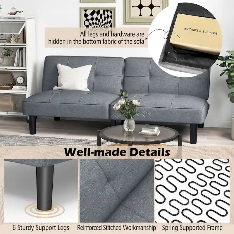 Canapé-lit futon convertible pliable avec 6 positions réglables - Voir détails