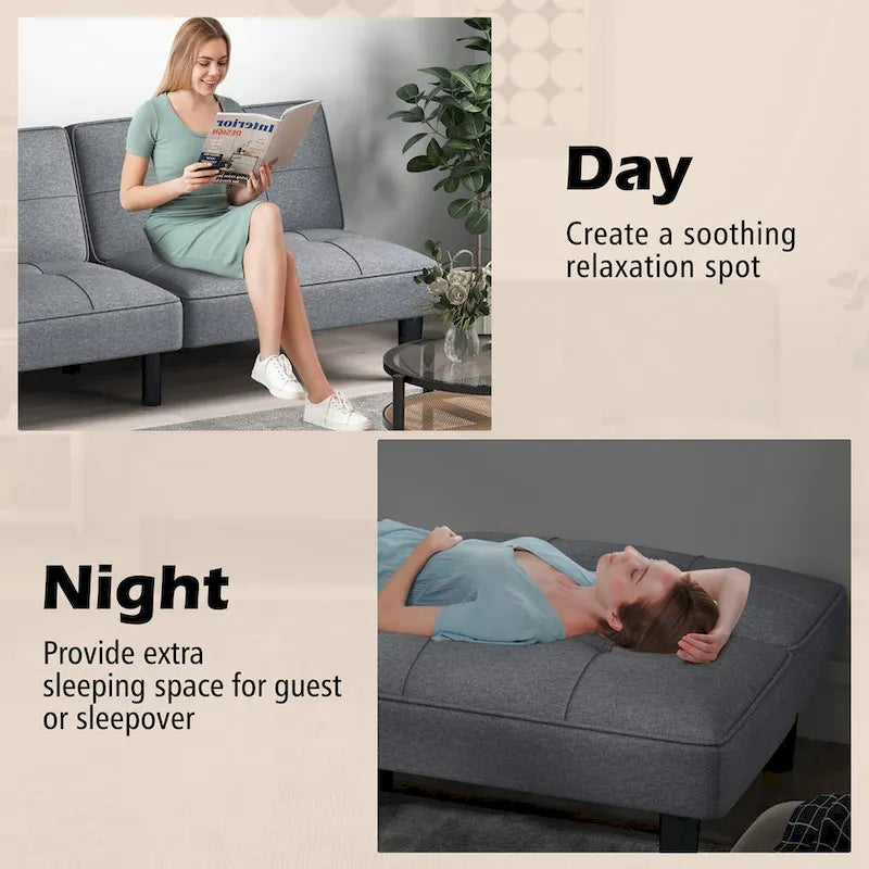 Canapé-lit futon convertible pliable avec 6 positions réglables - Voir détails