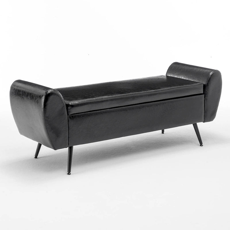 Banc de rangement capitonné 56W à couvercle rabattable avec accoudoirs