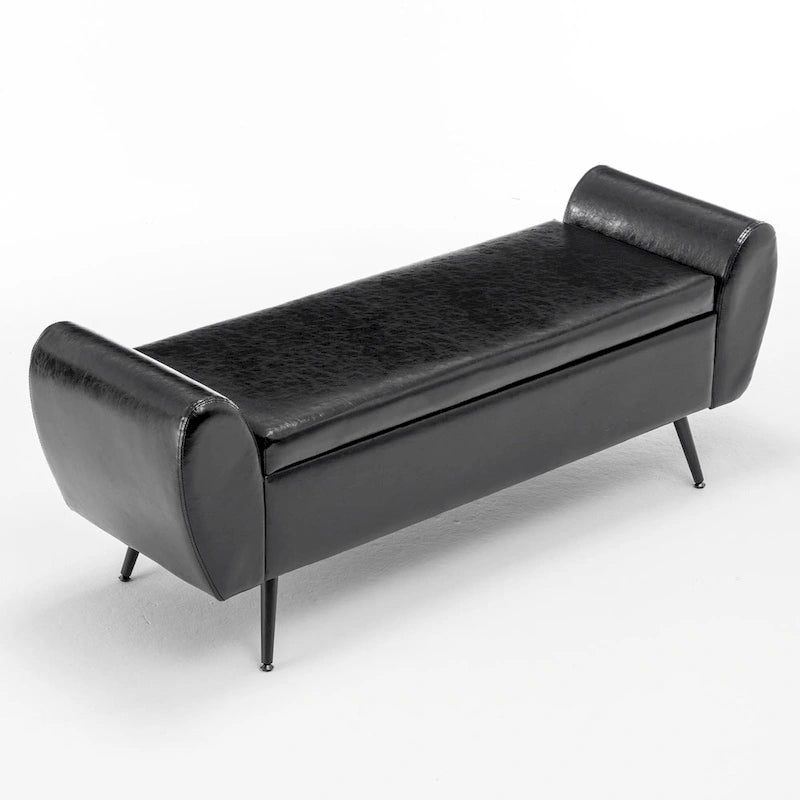 Banc de rangement capitonné 56W à couvercle rabattable avec accoudoirs