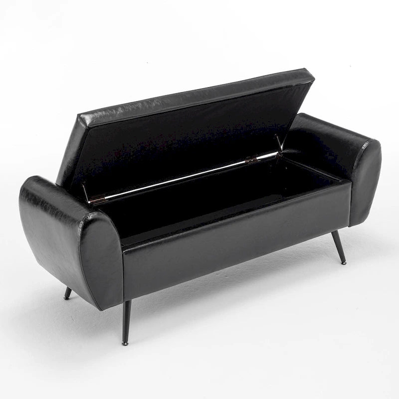 Banc de rangement capitonné 56W à couvercle rabattable avec accoudoirs