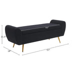 Banc de rangement capitonné 56W à couvercle rabattable avec accoudoirs