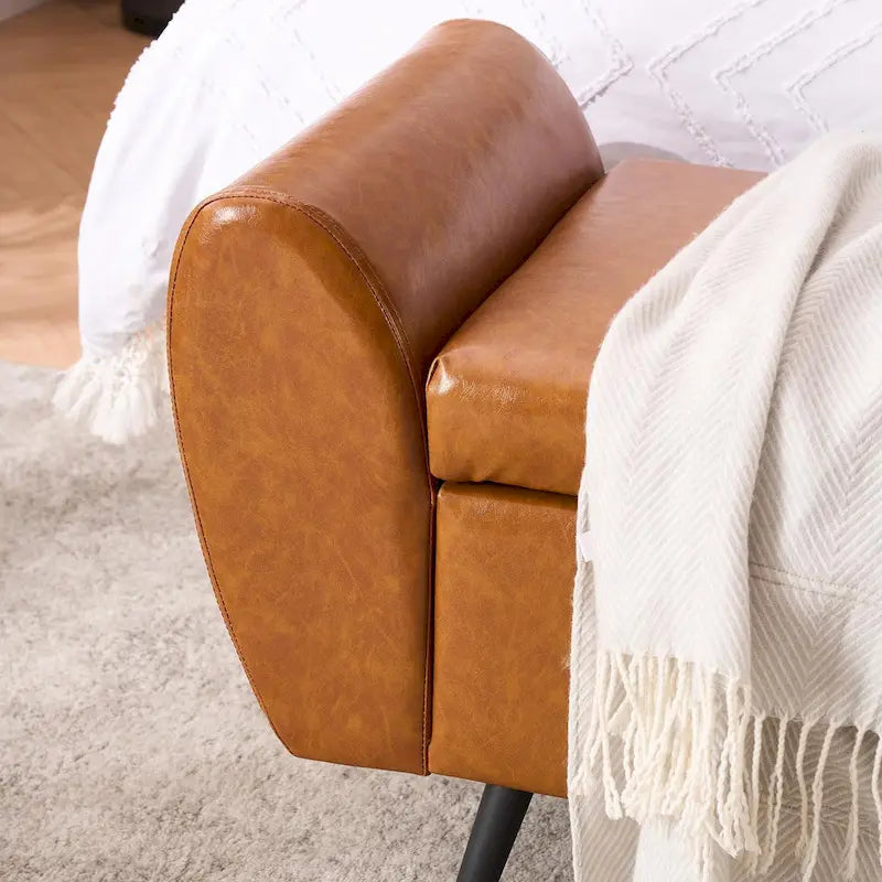 Banc de rangement capitonné 56W à couvercle rabattable avec accoudoirs