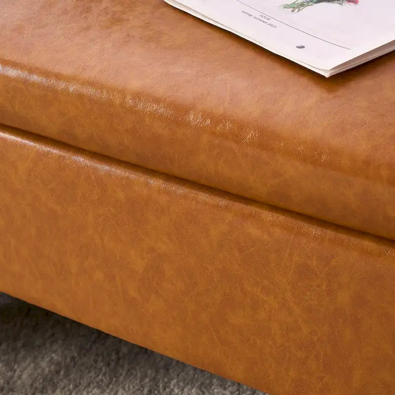 Banc de rangement capitonné 56W à couvercle rabattable avec accoudoirs