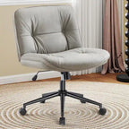 Chaise de bureau sans accoudoirs en similicuir (PU) Kaki / Beige / Noir avec roulettes, pivotante à 360°, siège simple