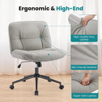 Chaise de bureau sans accoudoirs en similicuir (PU) Kaki / Beige / Noir avec roulettes, pivotante à 360°, siège simple
