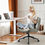 Chaise de bureau sans accoudoirs en similicuir (PU) Kaki / Beige / Noir avec roulettes, pivotante à 360°, siège simple