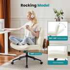 Chaise de bureau sans accoudoirs en similicuir (PU) Kaki / Beige / Noir avec roulettes, pivotante à 360°, siège simple