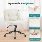 Chaise de bureau sans accoudoirs en similicuir (PU) Kaki / Beige / Noir avec roulettes, pivotante à 360°, siège simple