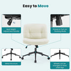 Chaise de bureau sans accoudoirs en similicuir (PU) Kaki / Beige / Noir avec roulettes, pivotante à 360°, siège simple