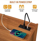 Meuble TV moderne avec tiroirs, chargeurs intégrés et éclairage LED d'ambiance